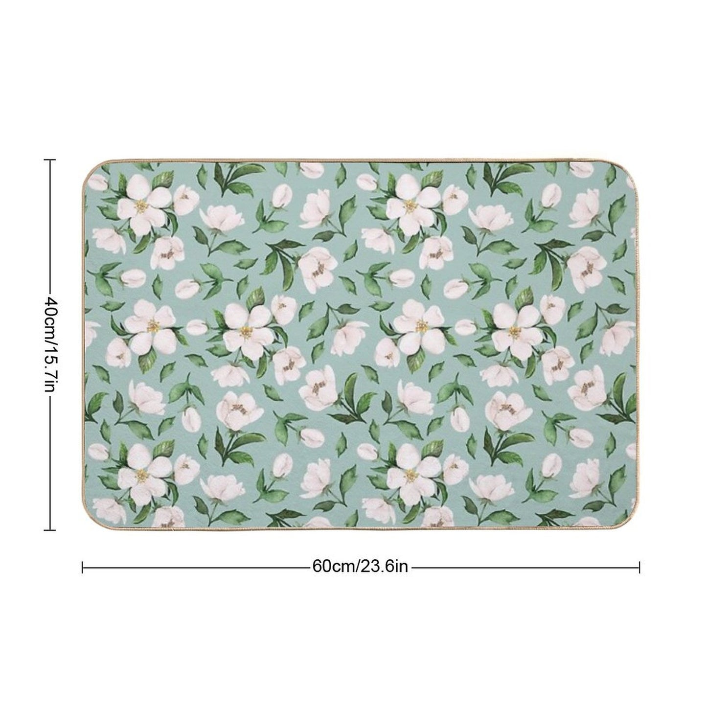 White Flowers  Fade-Resistant Bath Mat
