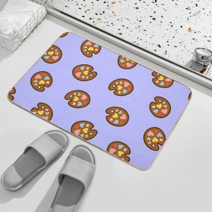 Heart Paint Palette Pattern on Lilac  Toxin-Free Bath Mat