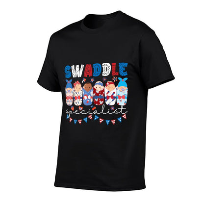 Swaddle Specialist NICU Mother Baby Nurse 4th Of July USA  Breathable T-Shirt