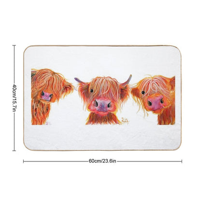 HiGHLaND CoW PRiNT SCoTTiSH ' THe ORaNGeS ' BY SHiRLeY MacARTHuR  Long-Lasting Bath Mat