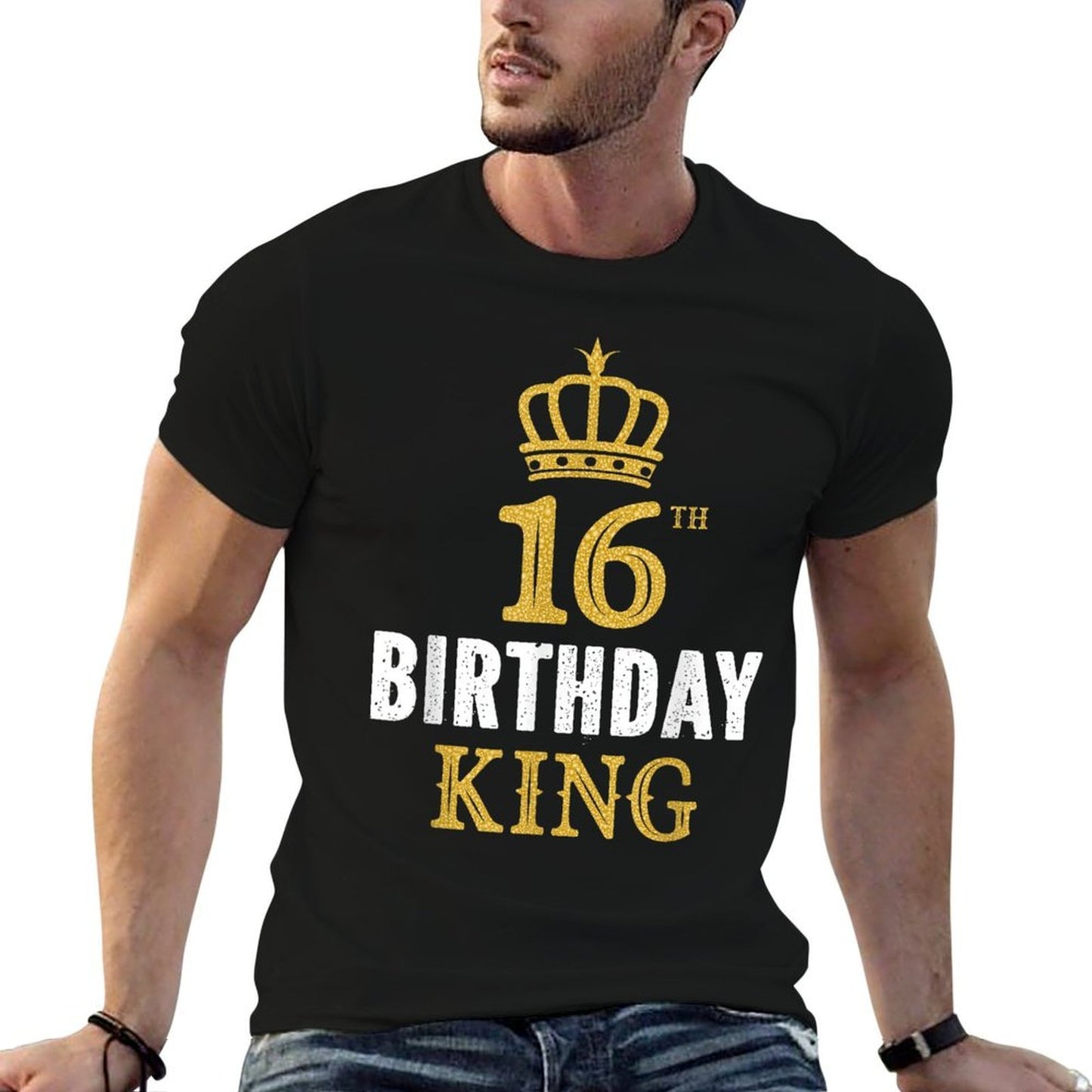 Happy 16th Birthday King 16 Years Old Party Ideas For Boys  Vintage-inspired T-Shirt