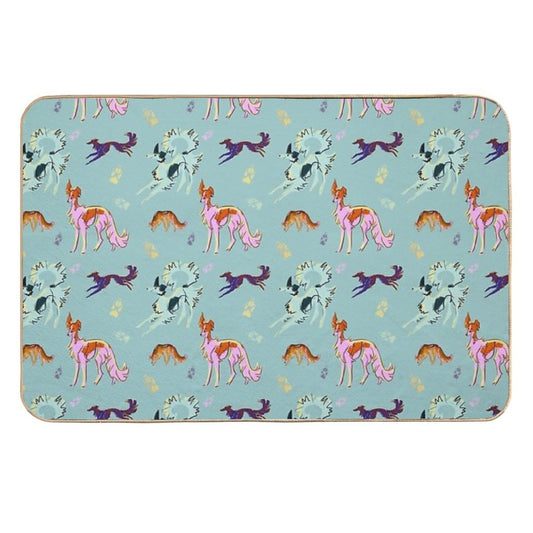 Silken Pattern on Blue  Stain-Proof Bath Mat