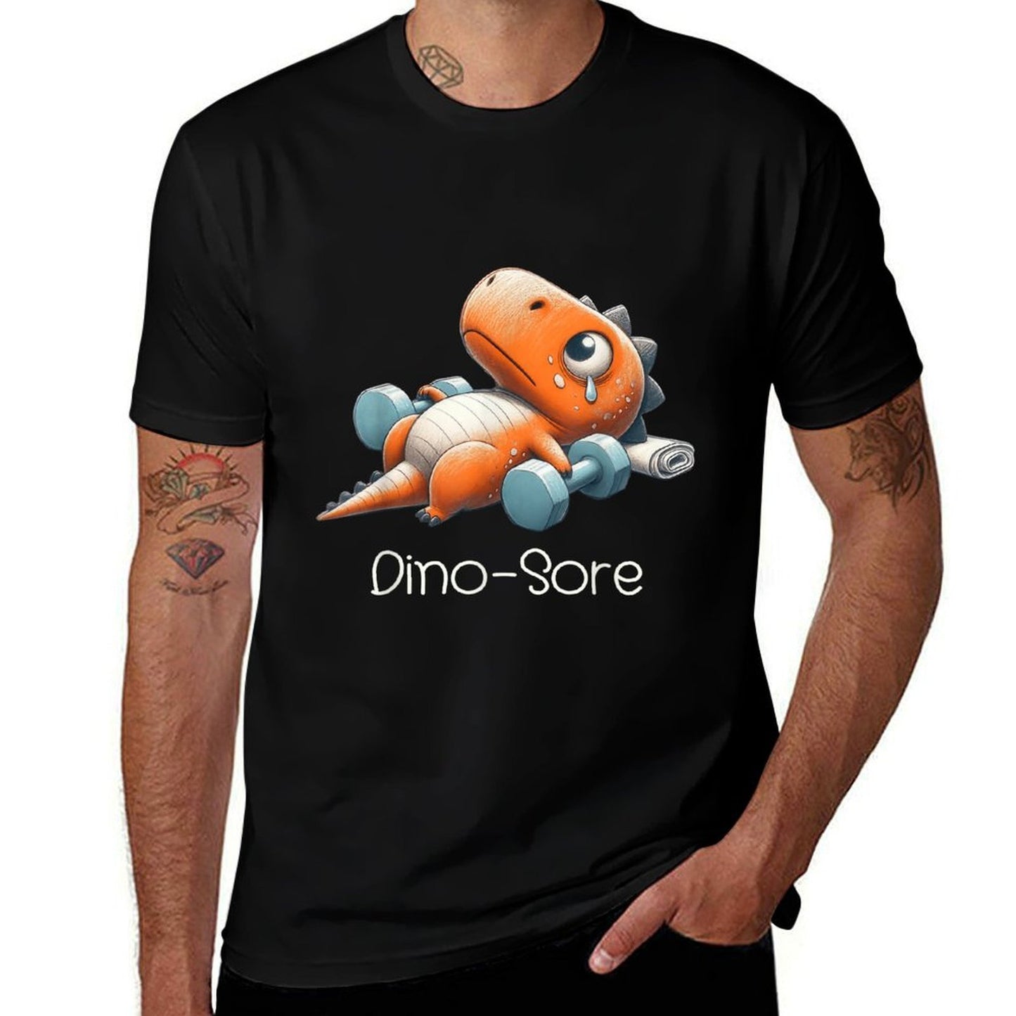 Funny Gym Workout Dinosaur Weight Lifting Gym Dino Sore  Breathable T-Shirt