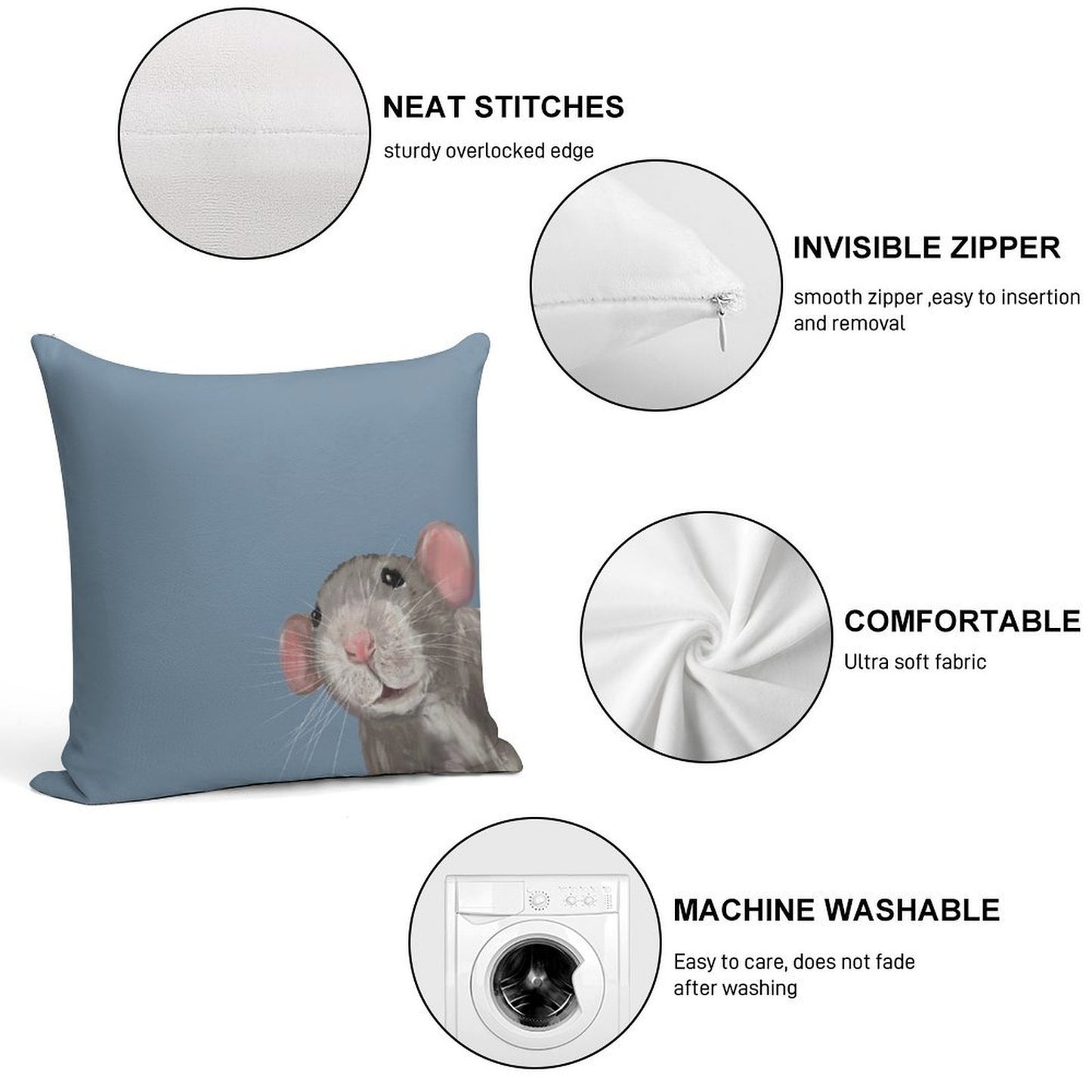 The Peeking Rat Soft Gift Ready Throw Pillow