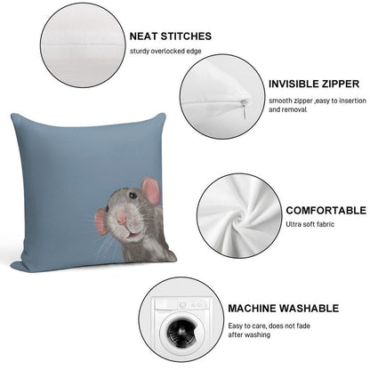 The Peeking Rat Soft Gift Ready Throw Pillow