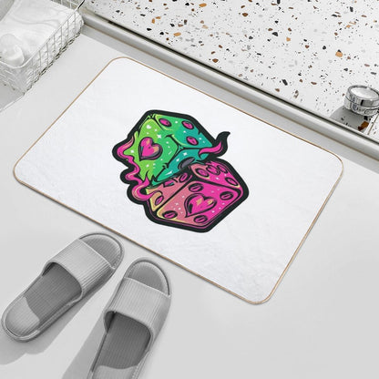 Neon Dice Hearts  Fade-Resistant Bath Mat