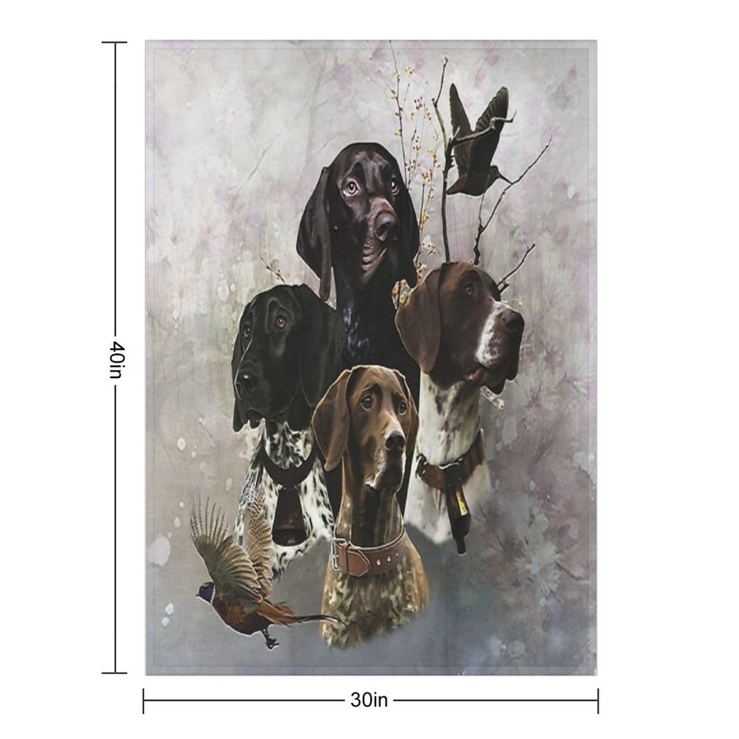4 German Shorthaired Pointer Colors Sustainable Throw Blanket