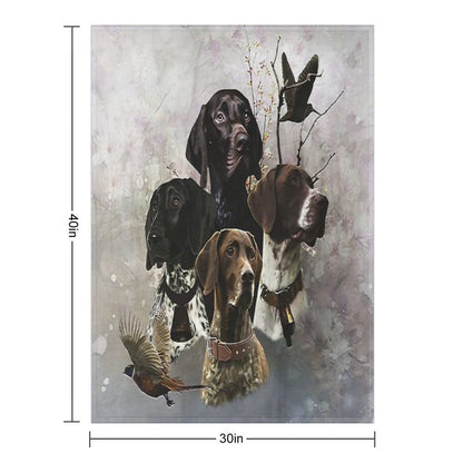 4 German Shorthaired Pointer Colors Sustainable Throw Blanket