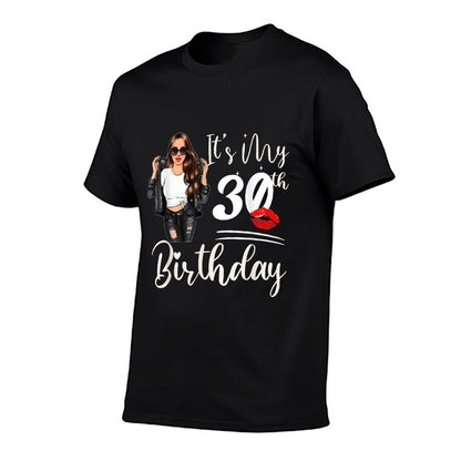 30 Years Old Black Melanin Women Girl It's My 30th Birthday  Polyester Blend T-Shirt