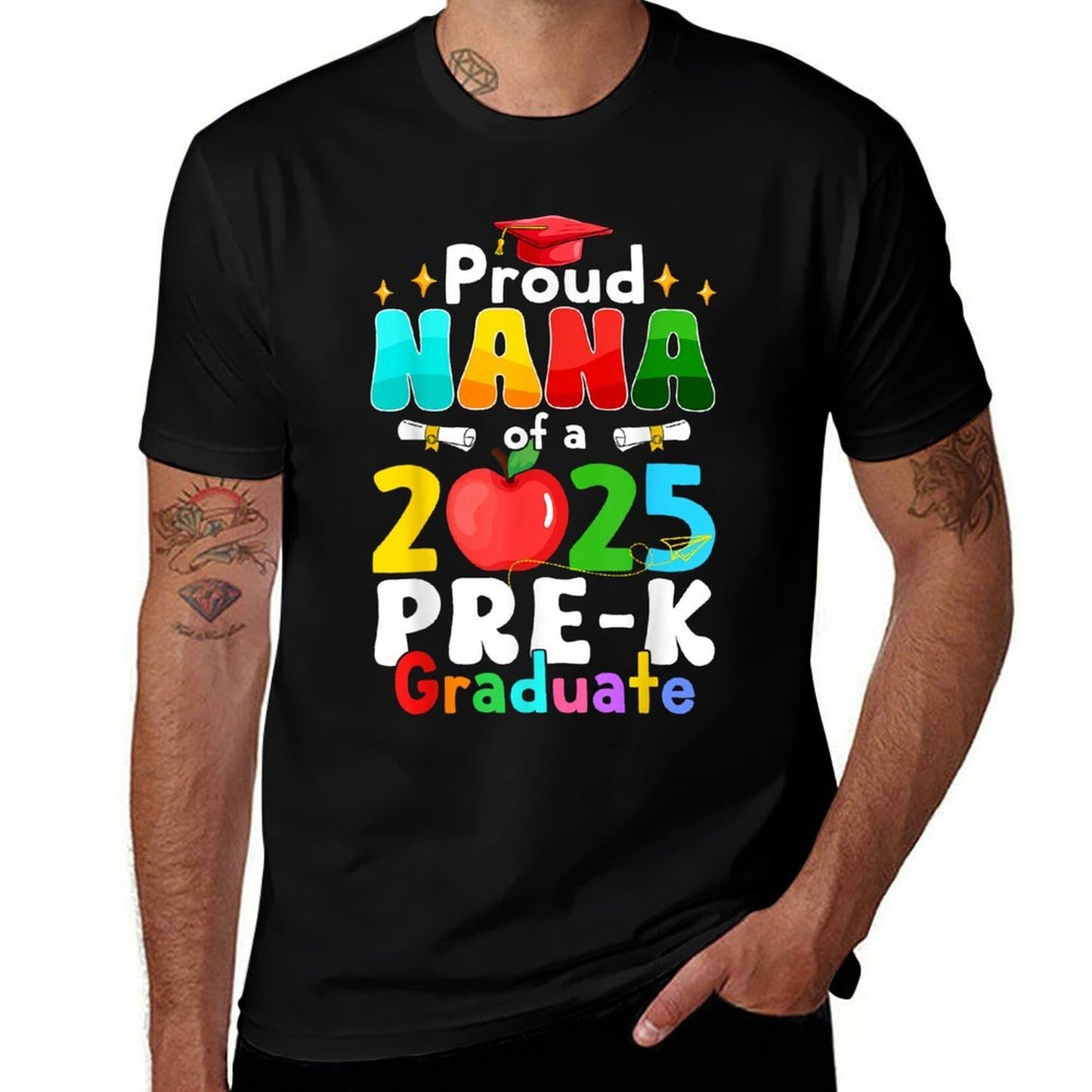Proud Nana of A 2025 Pre-K Graduate Matching Family Grad  High-quality Stitching T-Shirt