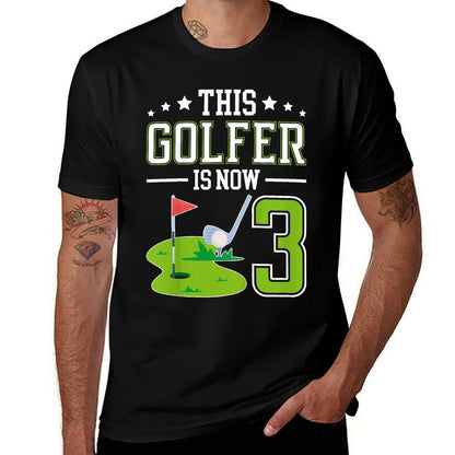 Kids 3rd Birthday Party Golf Boy Three Year Old Golf Player  Breathable T-Shirt