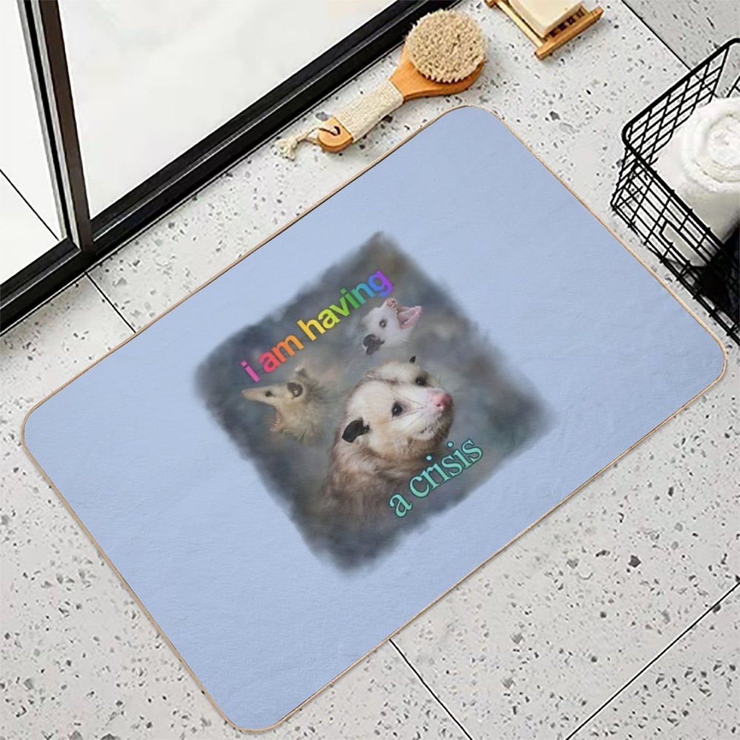 I Am Having A Crisis Possum Word Art  Repositionable Bath Mat