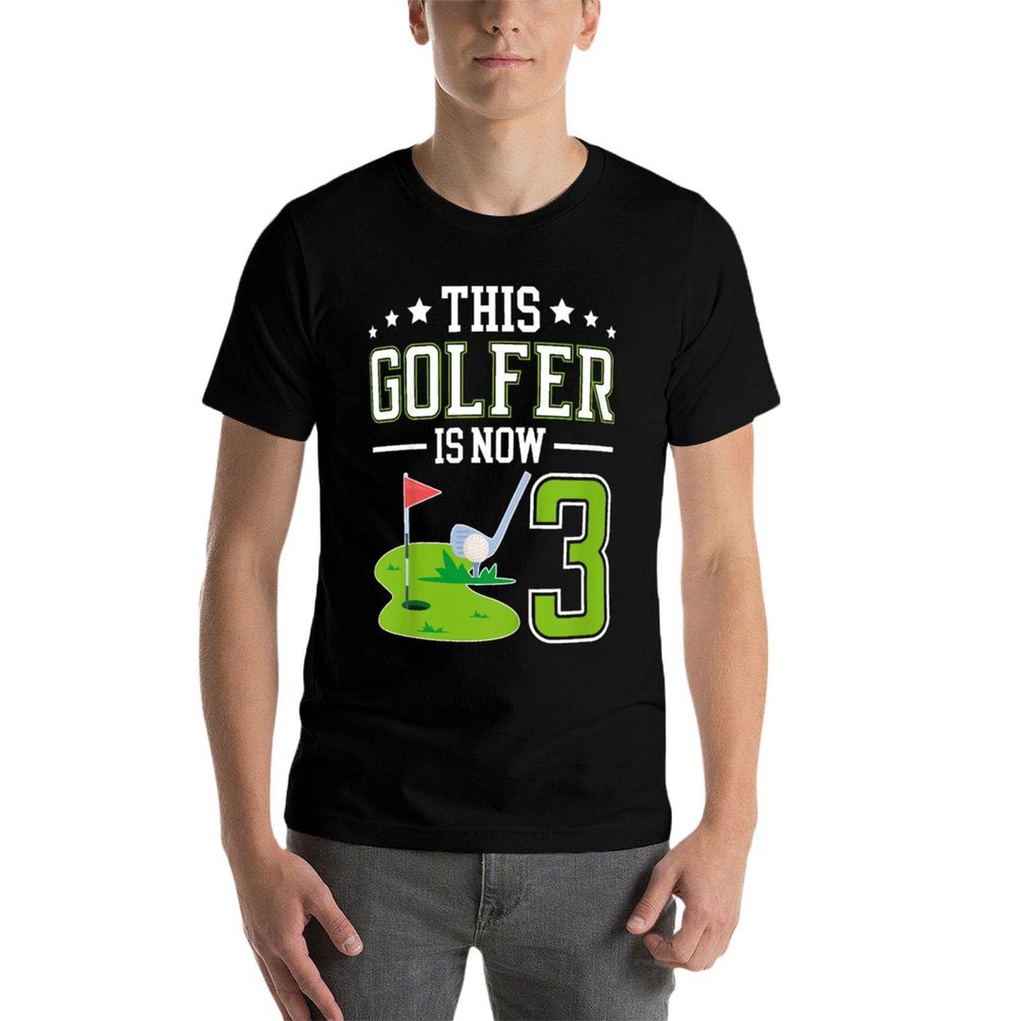Kids 3rd Birthday Party Golf Boy Three Year Old Golf Player  Breathable T-Shirt