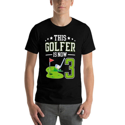Kids 3rd Birthday Party Golf Boy Three Year Old Golf Player  Breathable T-Shirt