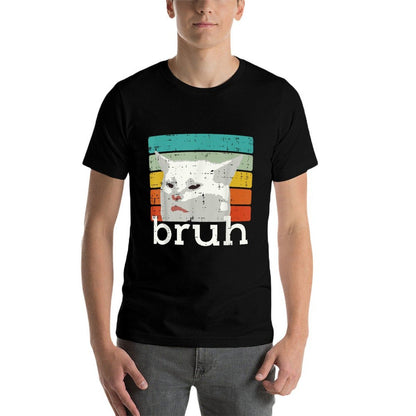 Weird Cat Meme Bruh Retro Funny Saying Boysn Men Kids  Tagless Design T-Shirt