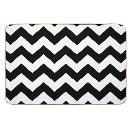 Black And White ZIG-ZAG  Easy To Clean Bath Mat
