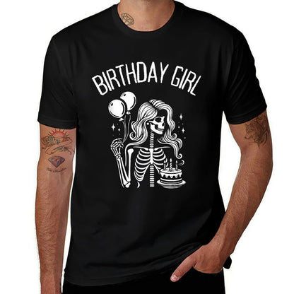 Birthday Girl Cute Gothic Skeleton Women  Easy-care T-Shirt