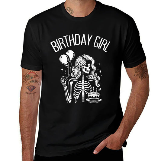 Birthday Girl Cute Gothic Skeleton Women  Easy-care T-Shirt