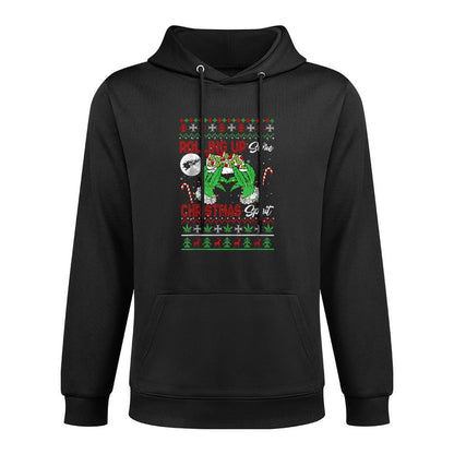 Rolling Up Some Xmas Spirit Funny Santa Smoker Sweater Breathable Fabric Hoodie