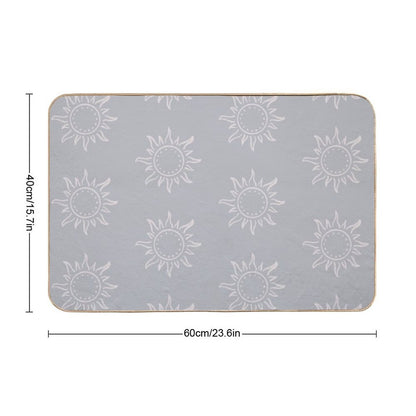 Cute Boho Sun Pattern Bohemian Aesthetic In Muted Colors Stone Blue  Non-Slip Bath Mat