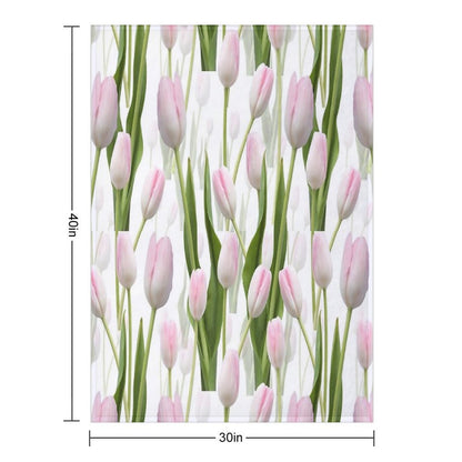 Pinky Tulips Shrink-resistant Throw Blanket