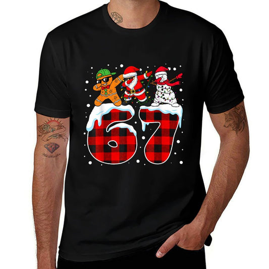 Trending Christmas Funny 67 Meme Six Seven Dabbing Santa Boy  High-quality Stitching T-Shirt