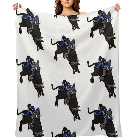 Bull Rider Stetson Wright Easy Care Throw Blanket
