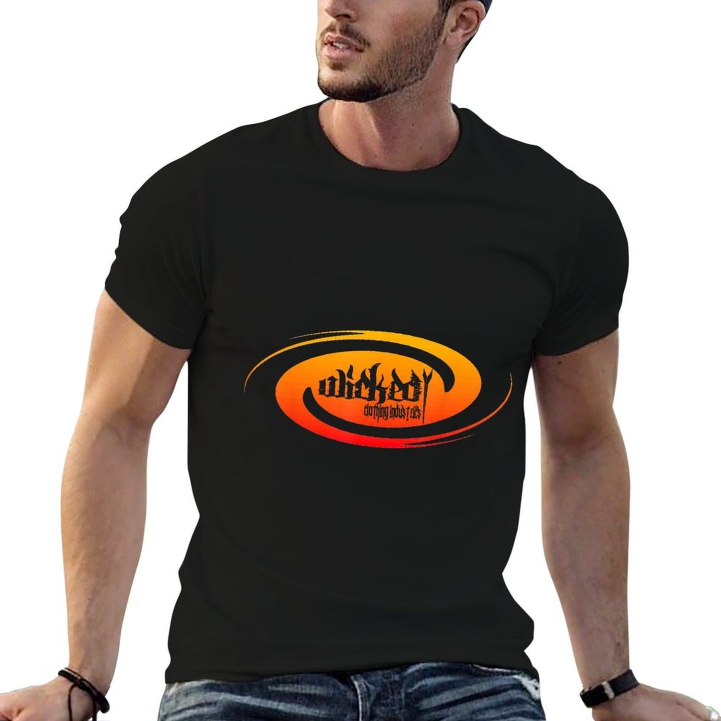 Wicked Storm Sunset Summer  Ribbed Collar T-Shirt