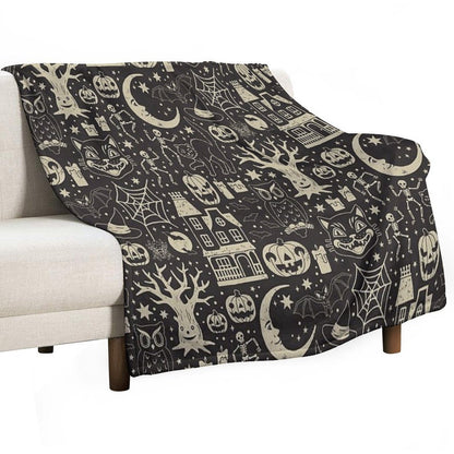 Vintage Halloween Black Cat Easy Care Throw Blanket