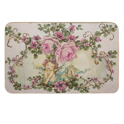 Sweet Cherub And Pink Roses Shabby Chic  Dirt-Trapping Bath Mat