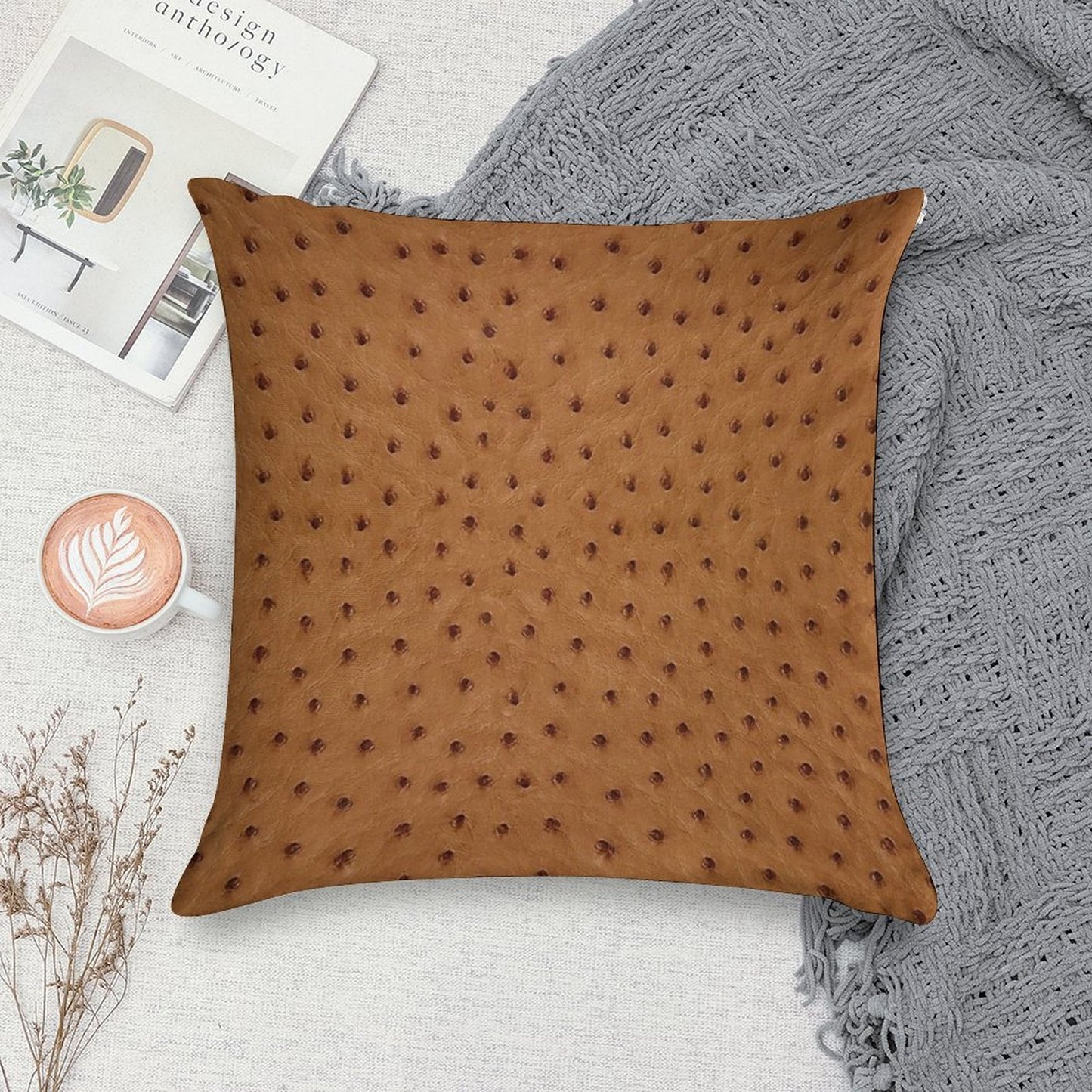 Print of Ostrich Skin Soft Skin-Friendly Throw Pillow