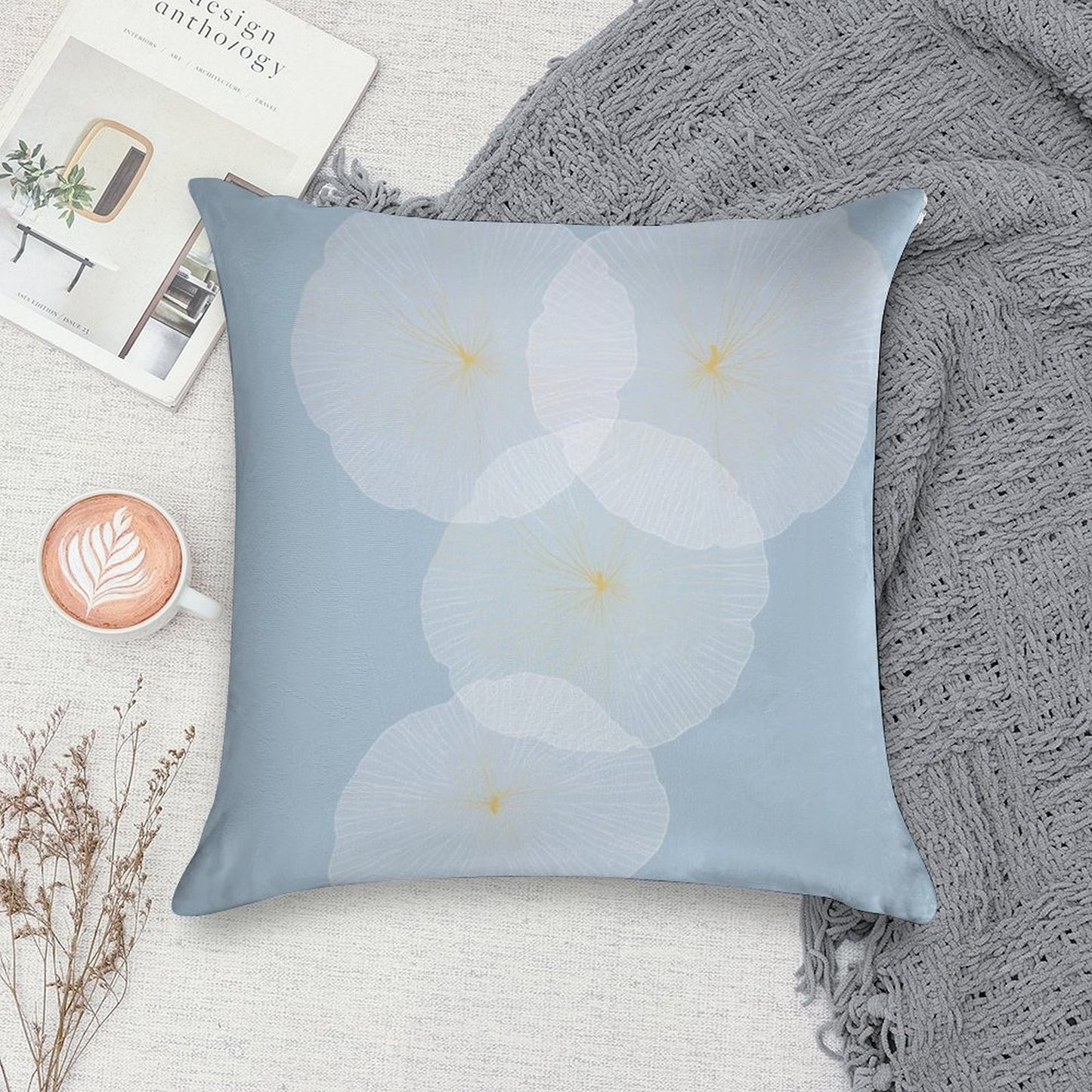 Whispering Petals Soft Warmth Comfort Throw Pillow