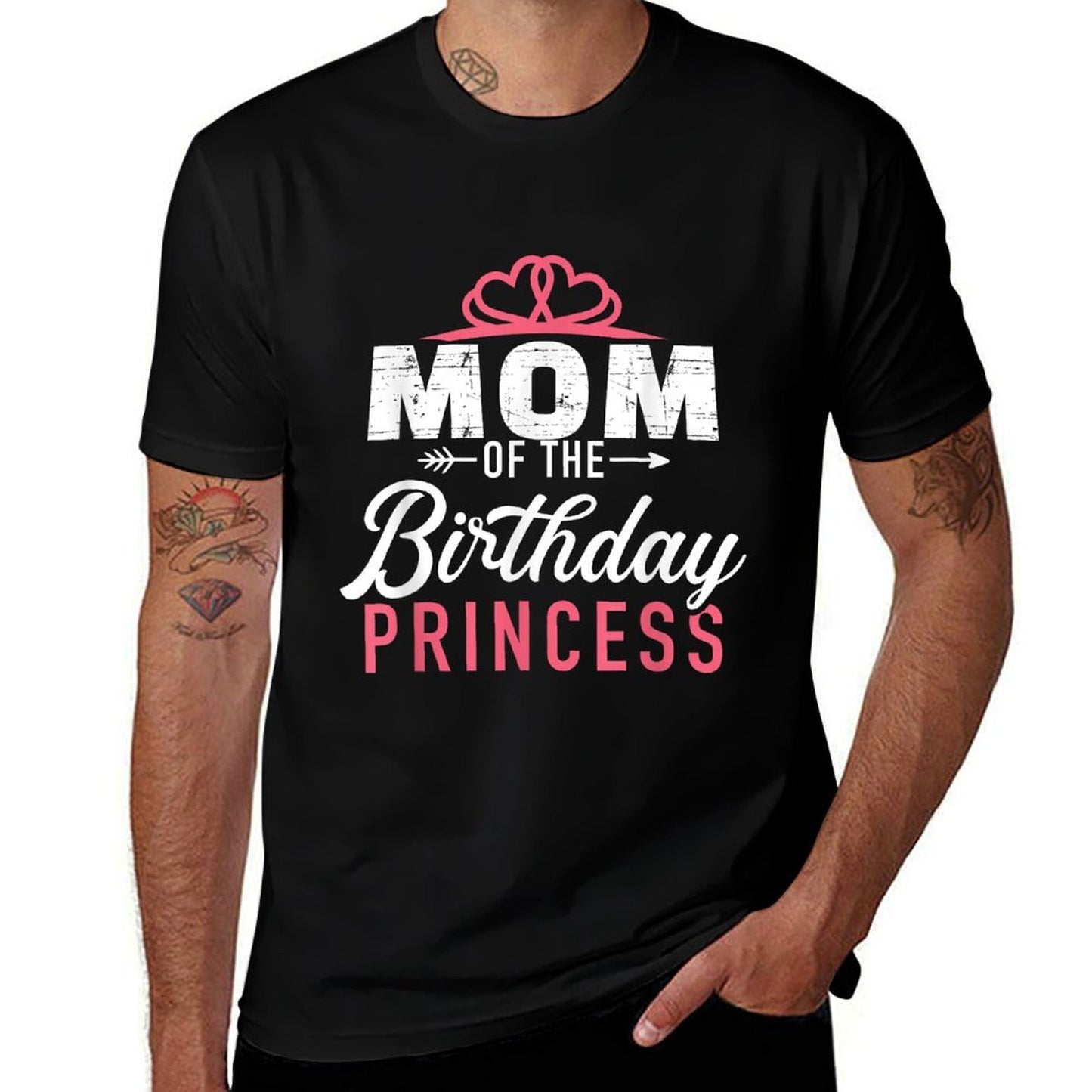 Mom of The Birthday Princess Girl  Fade-proof Color T-Shirt
