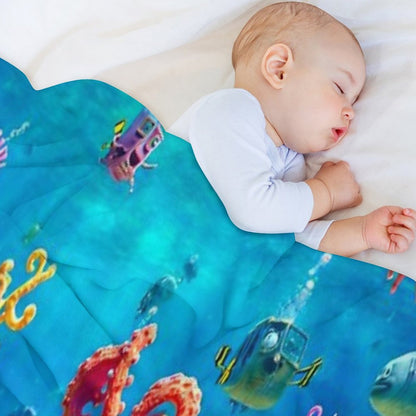 Ai SpongeBob Ocean Scene Sustainable Throw Blanket