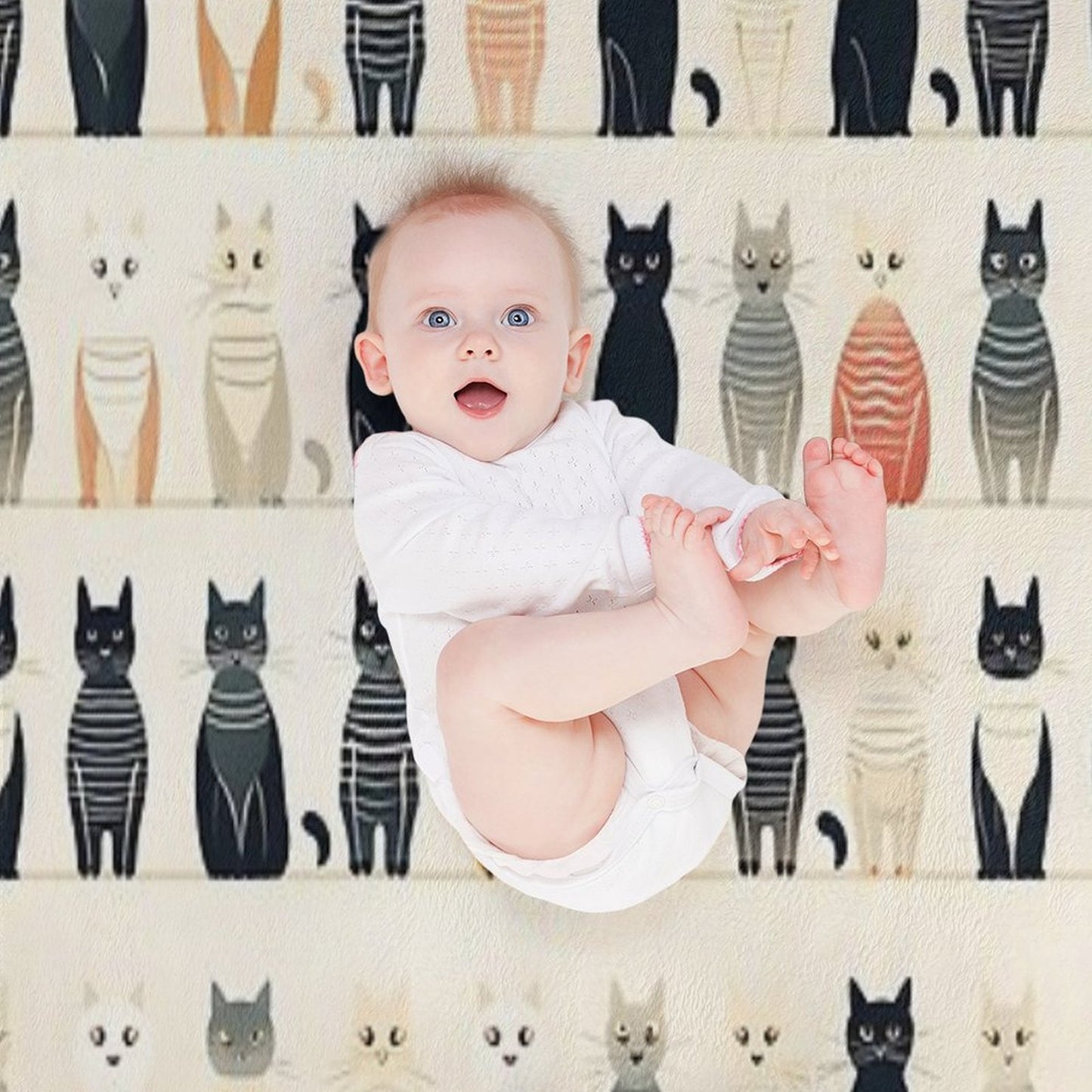 Adorable Cat Artistry Seamless Pattern Travel-friendly Throw Blanket