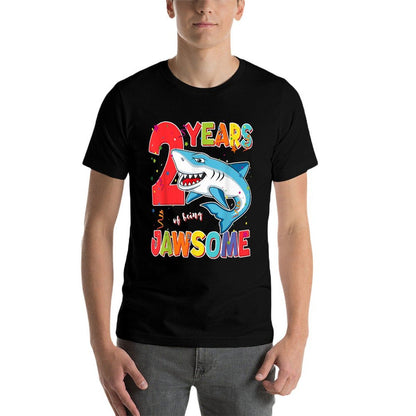 2 Year Old Boys Kids JawSome Shark 2nd Two Year Birthday  Easy-care T-Shirt