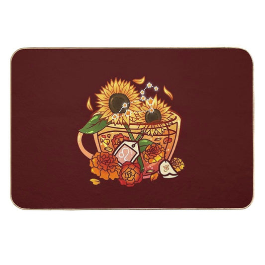 Leo Zodiac Teacup  Easy To Clean Bath Mat
