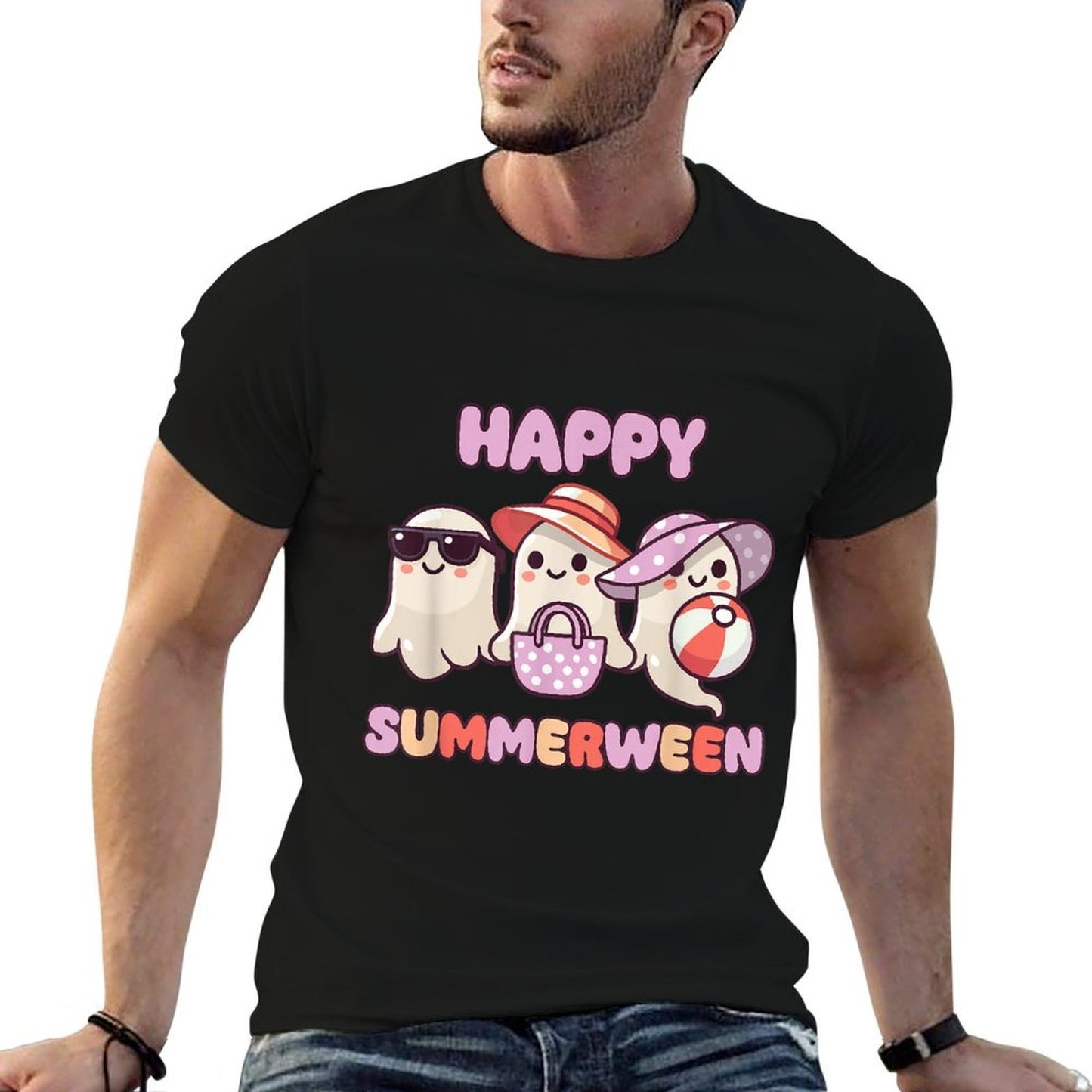 Happy Summerween Summer Halloween Ghost  Stretchy T-Shirt