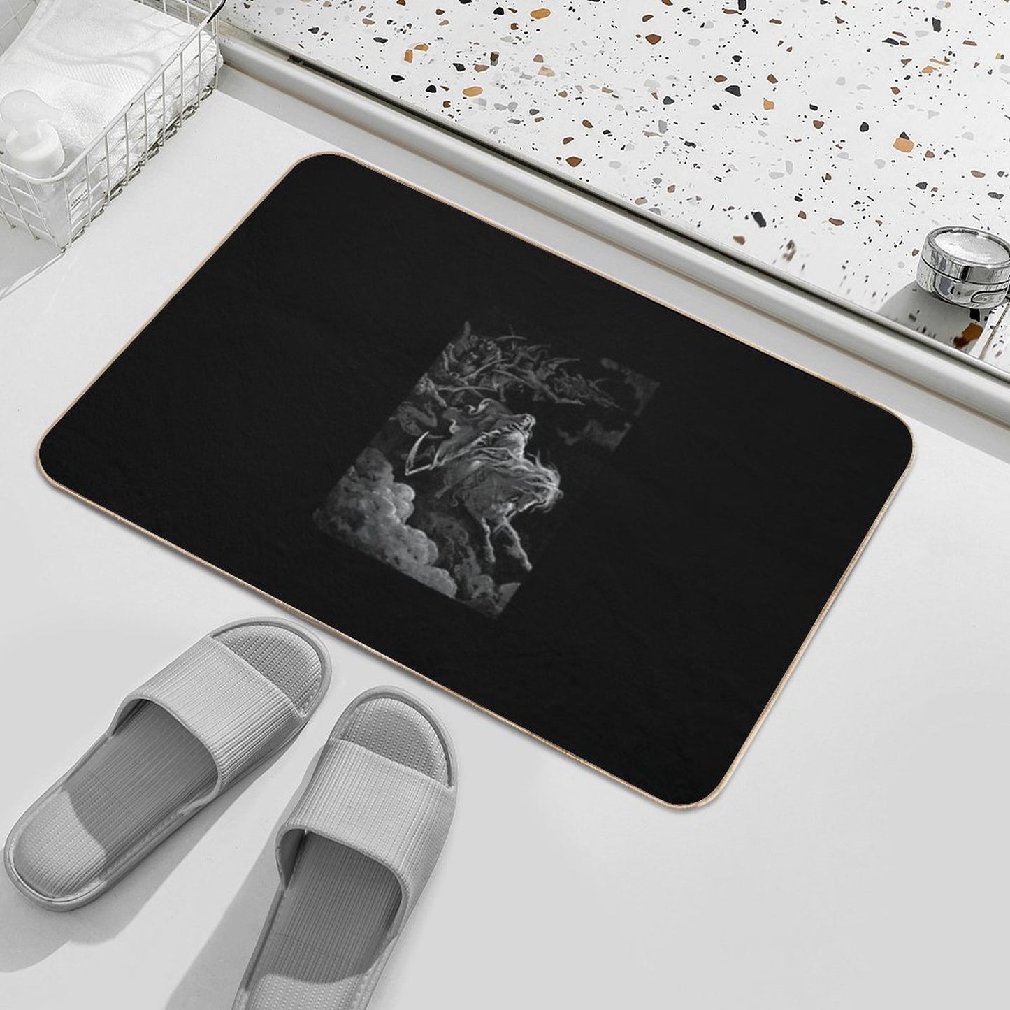 Death Gustav Dore Vintage Illustration Occult Grunge  Toxin-Free Bath Mat