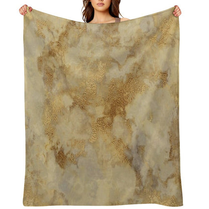 Gold Metallic Marble Texture – Elegant Abstract Beige & Gold Pattern Compact Throw Blanket