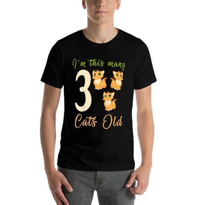 Kids I'm This Many Cats Old 3rd Birthday 3 Years, Three Years Old  Oversized Silhouette T-Shirt