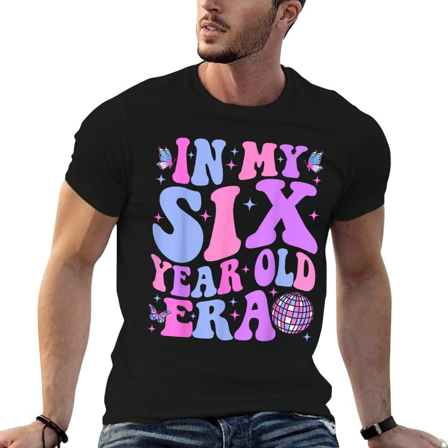 In My Six Year Old Era Girl Boy 6th Birthday 6 Year Old  Heathered Texture T-Shirt