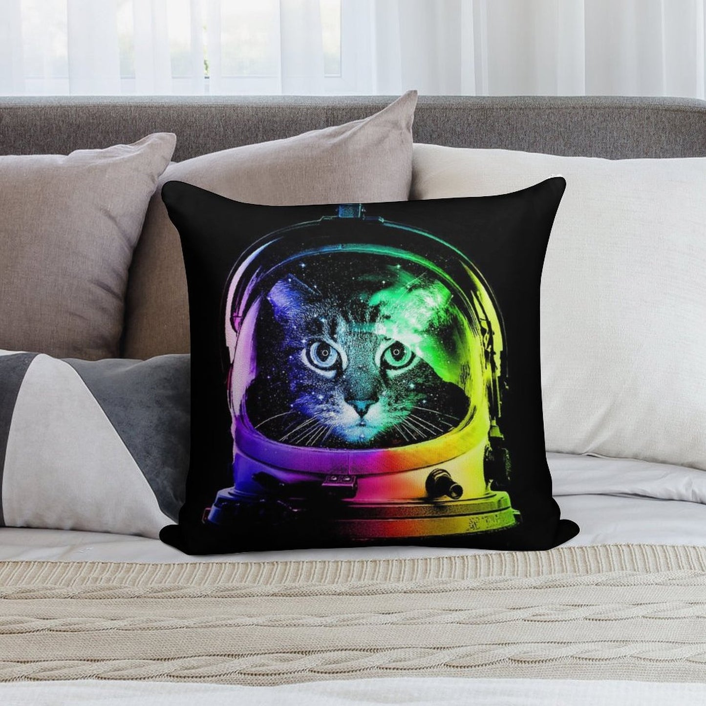 Astronaut Cat Soft Durable Construction Throw Pillow