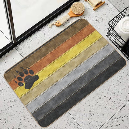 Denim Textured Seamless Gay Bear Pride Flag Pattern  Absorbent Bath Mat