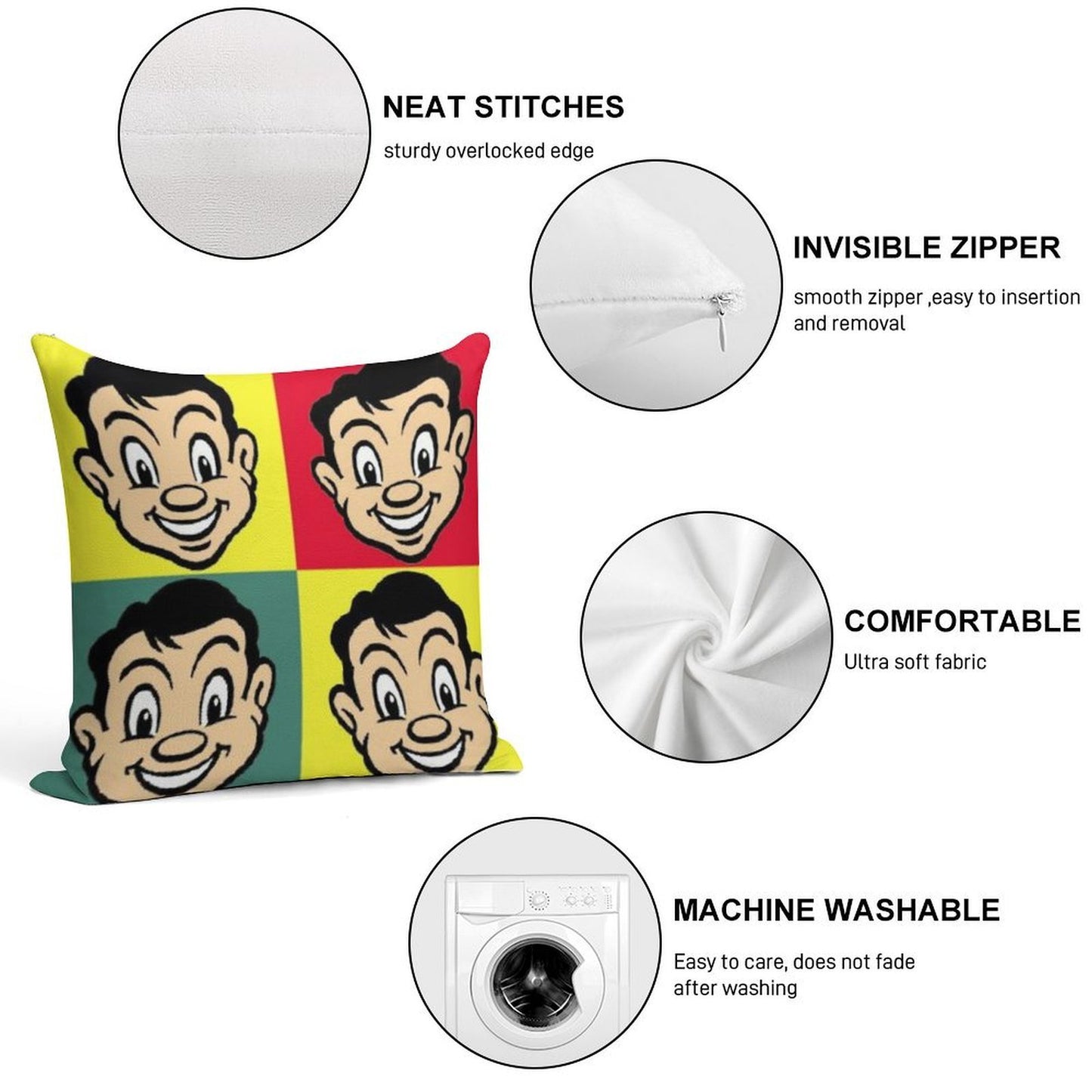 FOUR GUYS Soft Skin-Friendly Throw Pillow