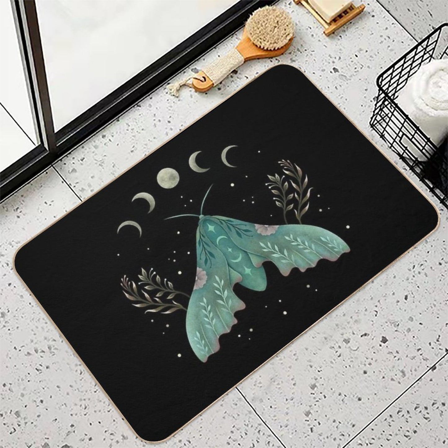 Luna And Moth  Rapid-Drying Bath Mat