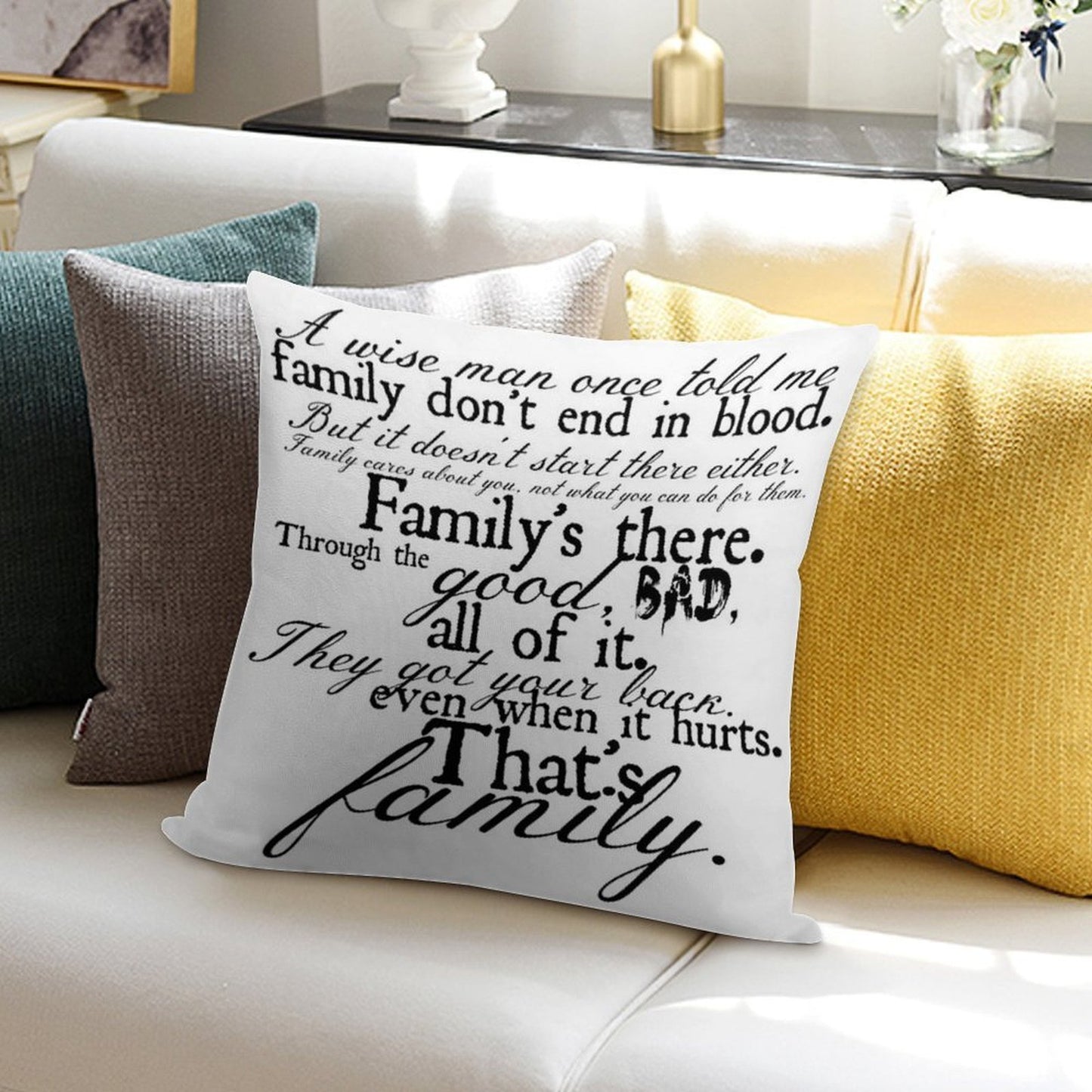Family Don't End in Blood Soft Warmth Comfort Throw Pillow
