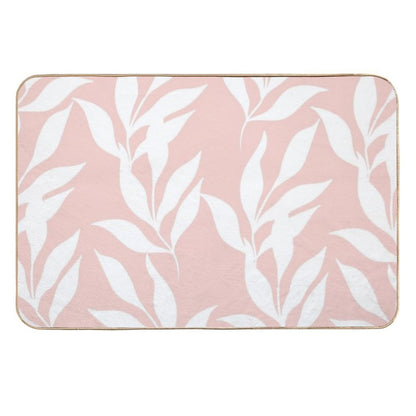 Baby Pink Leaf Pattern  Anti-Trip Bath Mat