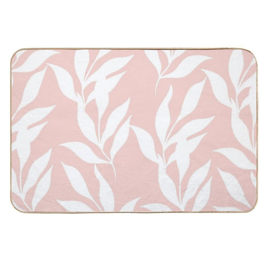 Baby Pink Leaf Pattern  Anti-Trip Bath Mat