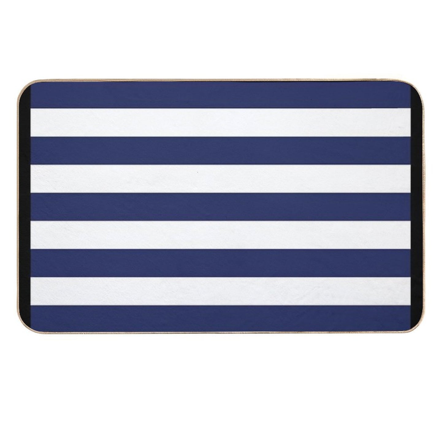 Navy Blue And White Stripes  High-Traffic Bath Mat
